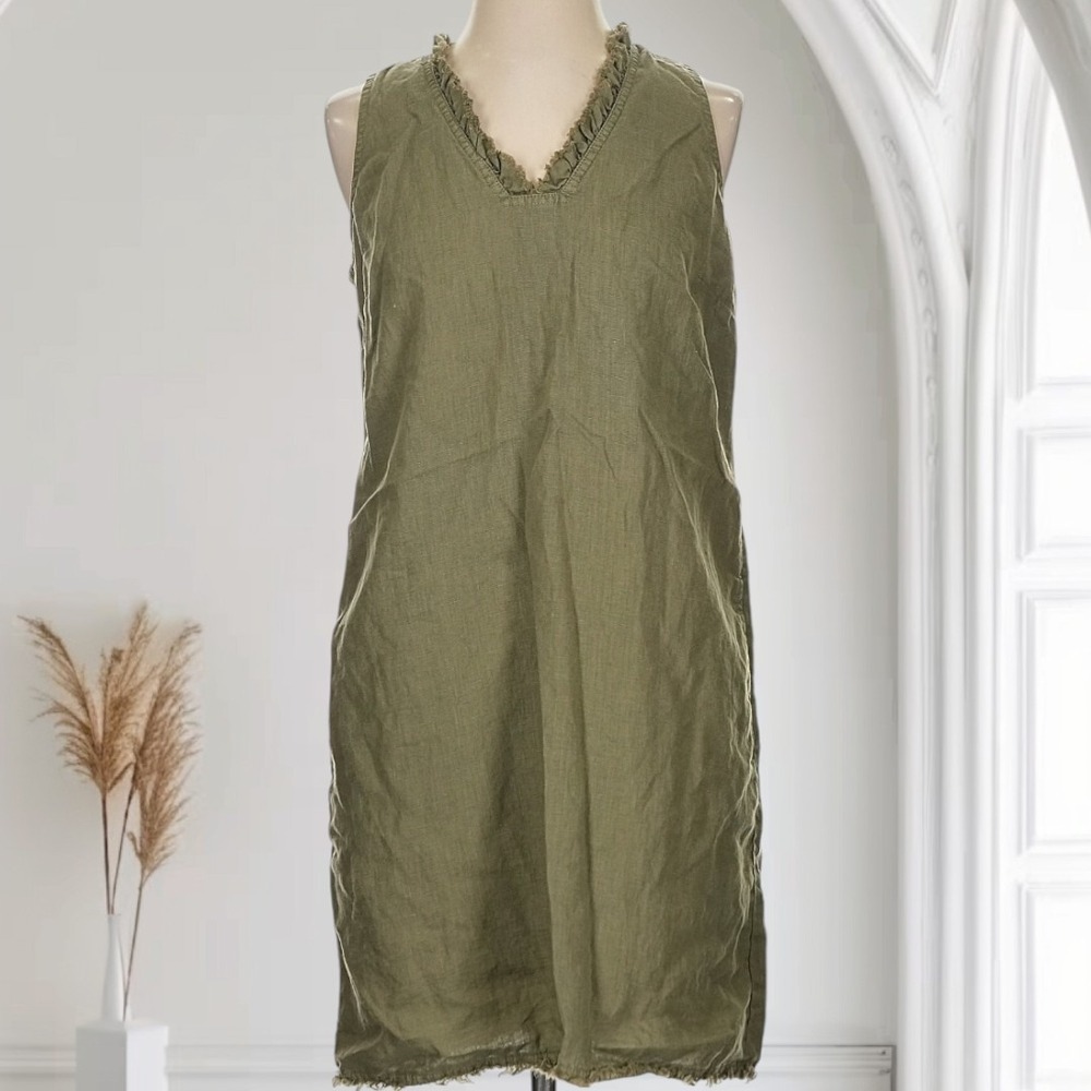 Tommy Bahama Two Palms Ruffle Linen Shift Dress Womens XS Beach Boho Coastal